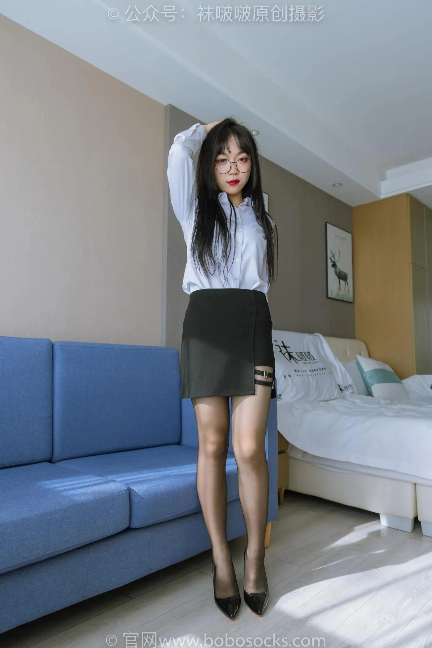 [BoBoSocks袜啵啵]NO.185 周周-ol制服、高跟鞋、黑丝 [140P]插图9